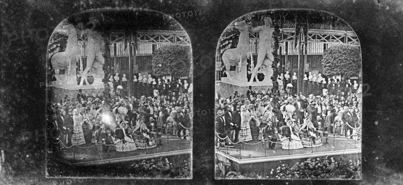 Napoleon III and Queen Victoria visit Crystal Palace, Sydenham, London, 1855. Artist: Unknown