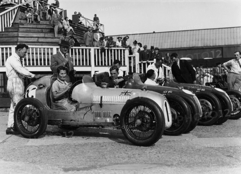 The Austin 7 team at Brooklands, Surrey, 1937. Artist: Unknown