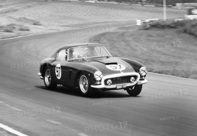 Mike Parkes driving a Ferrari, Brands Hatch, Kent, 1961. Artist: Unknown