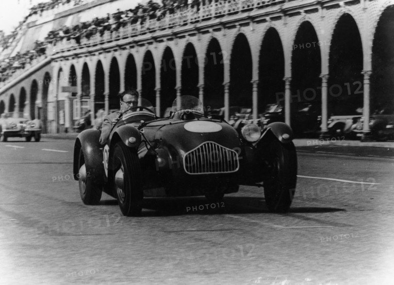 Sydney Allard driving a J2 Allard, September 1950. Artist: Unknown