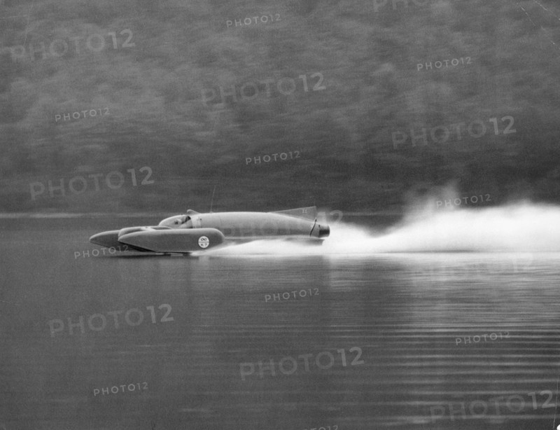 Donald Campbell in Bluebird K7, Coniston Water, Cumbria, 1958. Artist: Unknown
