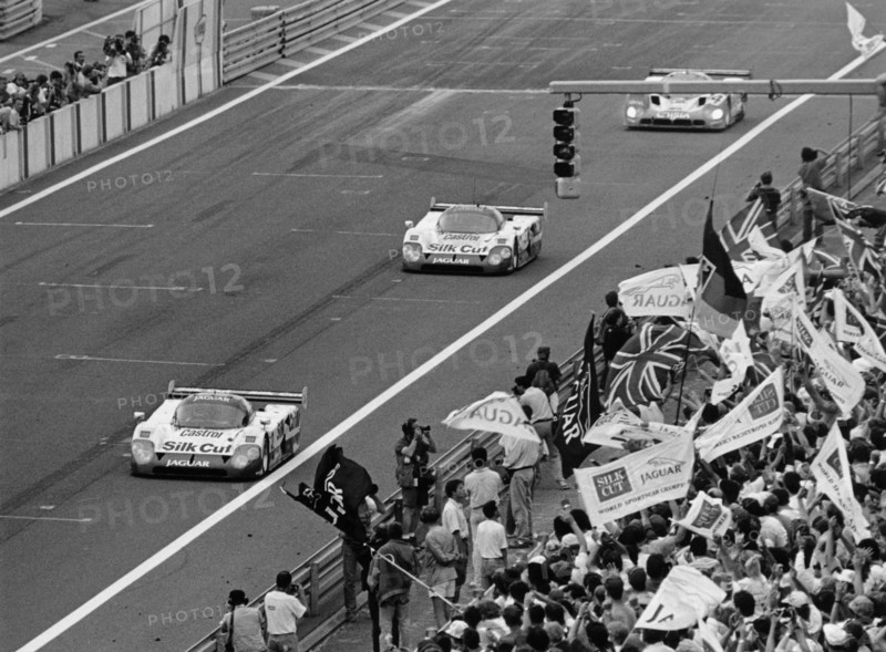 Jaguars taking the first two places at the Le Mans 24 Hours, France, 1990. Artist: Unknown