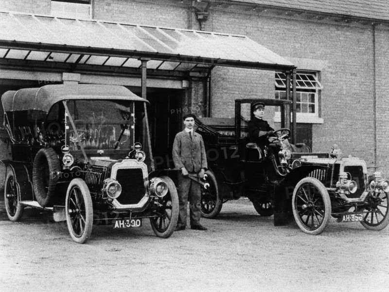 Chauffeurs with their convertible cars. Artist: Unknown
