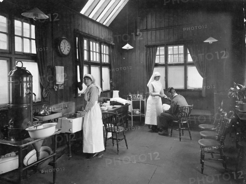 First aid room, Wolseley car factory, Birmingham, 1920s. Artist: Unknown
