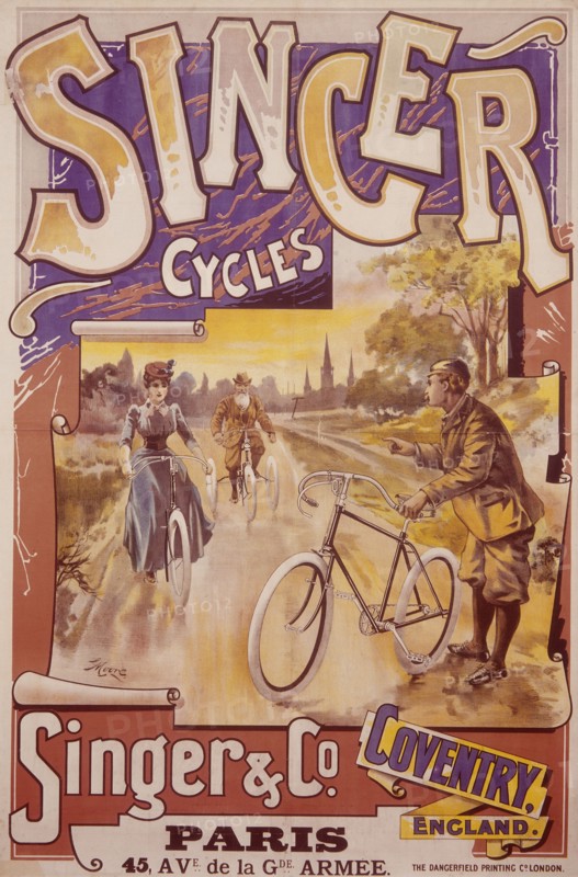 Poster advertising Singer bicycles, late 19th-early 20th century. Artist: Unknown