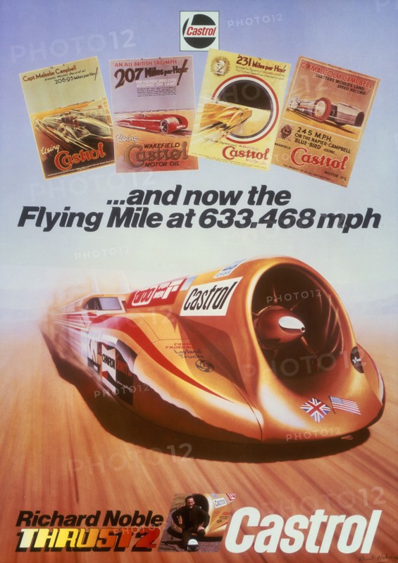 Poster advertising Castrol, featuring Thrust 2 and Richard Noble, c1983. Artist: Unknown