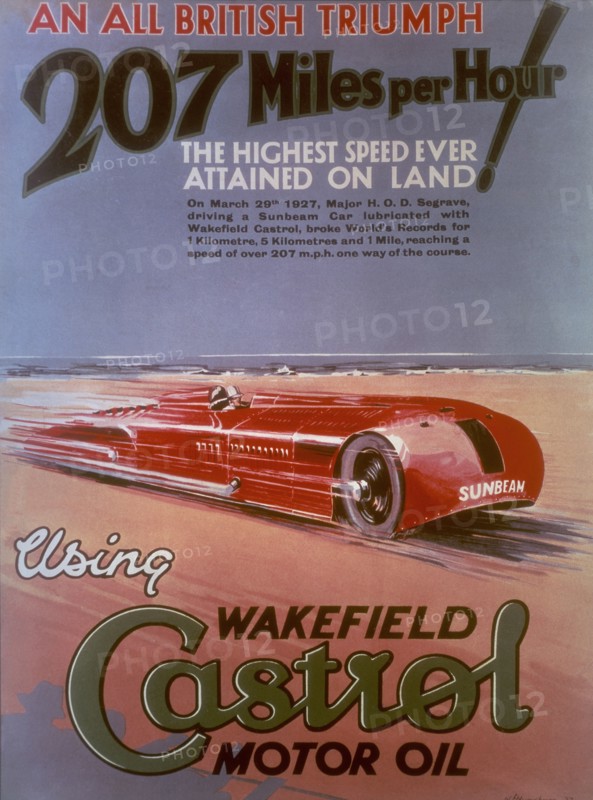 Poster advertising Castrol, featuring a Sunbeam car, (c1927?). Artist: Unknown