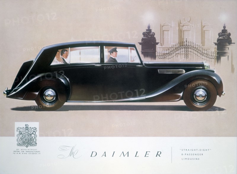 Poster advertising the Daimler Straight 8 limousine, 1947. Artist: Unknown
