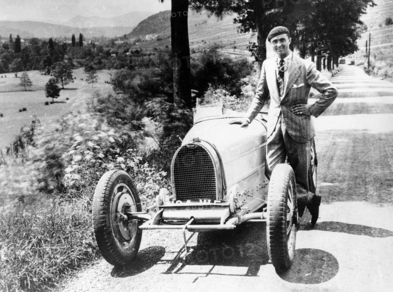 Louis Chiron with his Bugatti Type 51, near Molsheim, Alsace, France, 1931. Artist: Unknown
