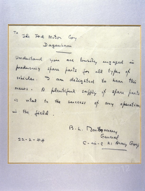 A letter from General Montgomery to Henry Ford, 1944. Artist: General Montgomery