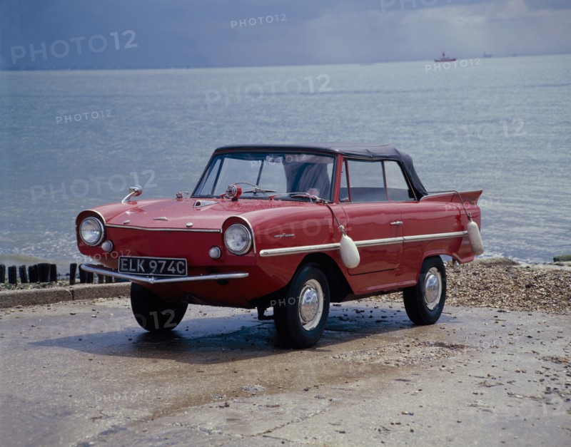 A 1965 Amphicar at the water's edge. Artist: Unknown