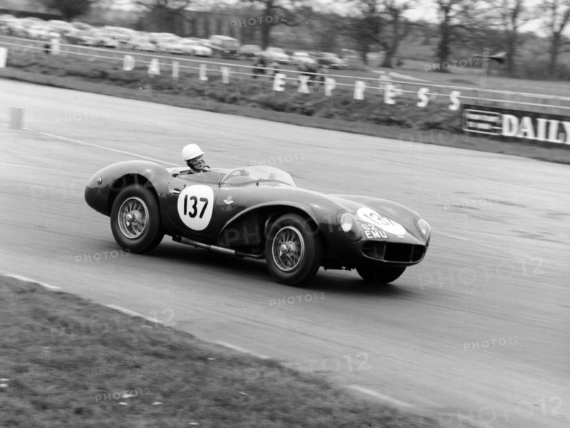 M Ward racing a 1955 Aston Martin DB3S, Silverstone, 1962. Artist: Unknown