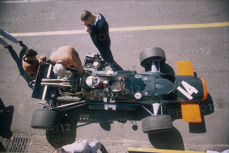 John Surtees in his BRM at the British Grand Prix, Silverstone, Northamptonshire, 1969. Artist: Unknown
