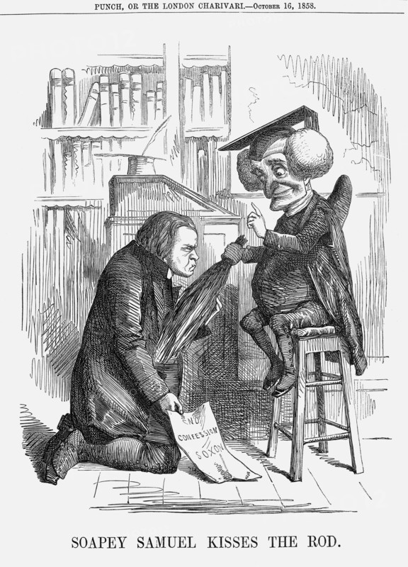 'Soapey Samuel Kisses the Rod', 1858. Artist: Unknown