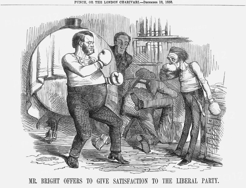 'Mr. Bright offers to give satisfaction to the Liberal Party', 1858. Artist: Unknown