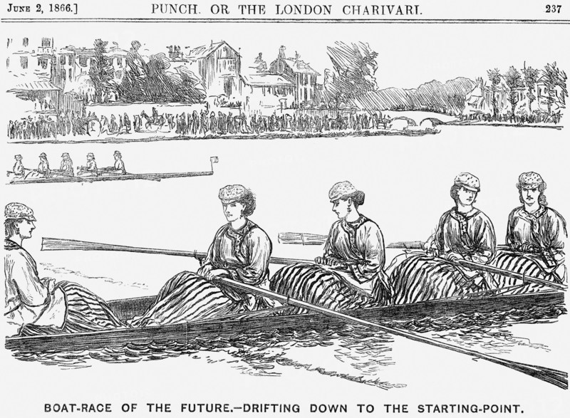 'Boat-Race of the Future - Drifiting Down to the Starting Point', 1866. Artist: Unknown