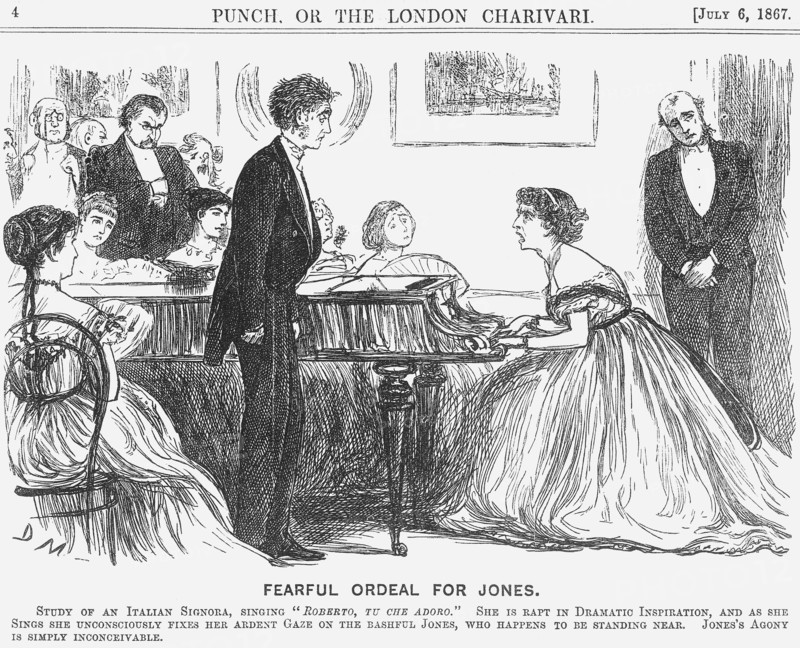 'Fearful Ordeal for Jones', 1867. Artist: George du Maurier