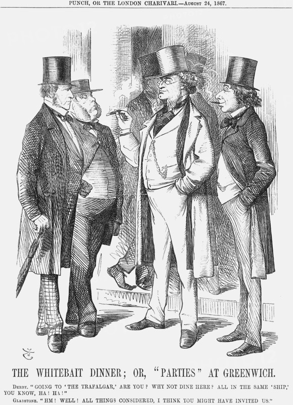 'The Whitebait Dinner; or, Parties at Greenwich', 1867. Artist: John Tenniel