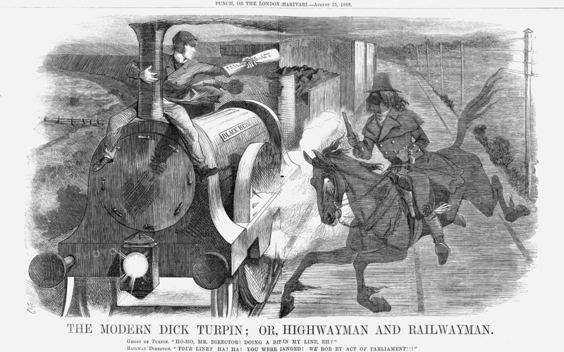 'The Modern Dick Turpin; Or, Highwayman and Railwayman', 1868.  Creator: John Tenniel.