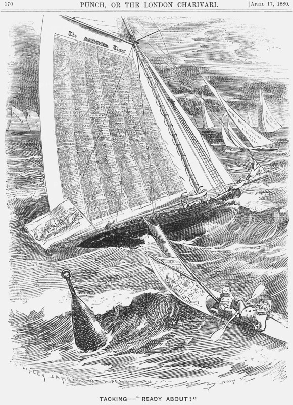 'Tacking-Ready About!', 1880.  Artist: Joseph Swain