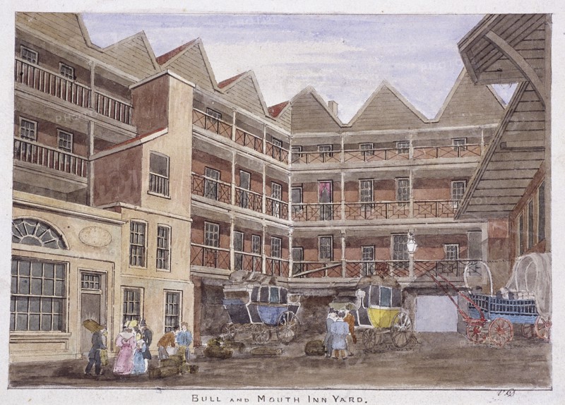 Bull and Mouth Street, London, 1806. Artist: Valentine Davis