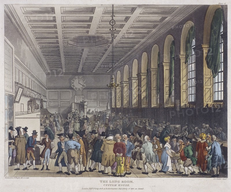 Fire at Custom House, London, 1814. Artist: Anon