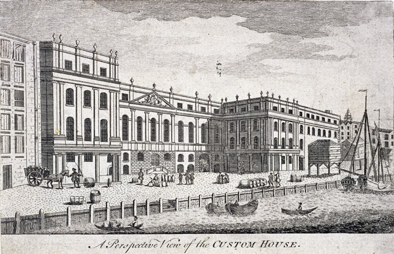Custom House and River Thames, London, c1750. Artist: Anon