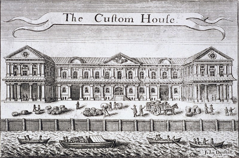 Custom House and River Thames, London, c1670. Artist: John Dunstall