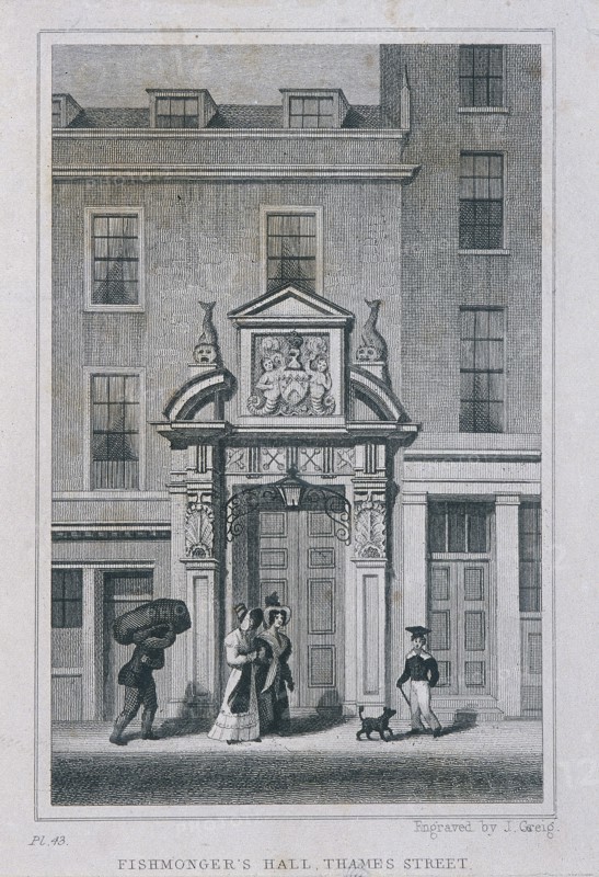 Fishmongers' Hall, London, c1825. Artist: Anon
