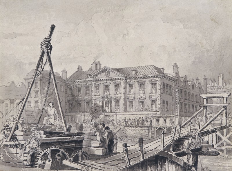 Fishmongers' Hall from north east, London, c1835. Artist: John Woods
