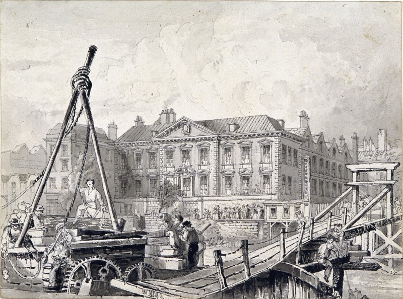 Fishmongers' Hall, Thames Street, London, c1827. Artist: William Henry Bartlett