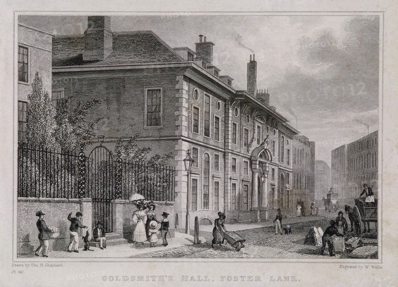 Goldsmiths' Hall, London, c1827. Artist: W Wallis