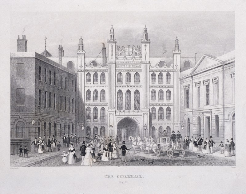 Guildhall, London, 1855. Artist: S Lacey