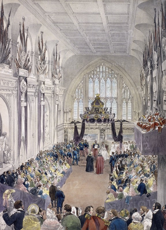Napoleon III and Empress Eugenie at Guildhall, London, 1855. Artist: Edmund Morin