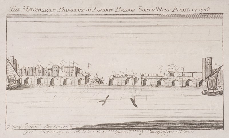 London Bridge (old), London, 1758 Artist: Anon