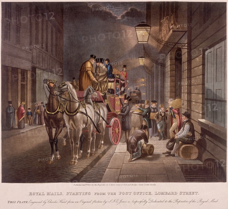General Post Office, Lombard Street, London, 1827 Artist: Charles Hunt