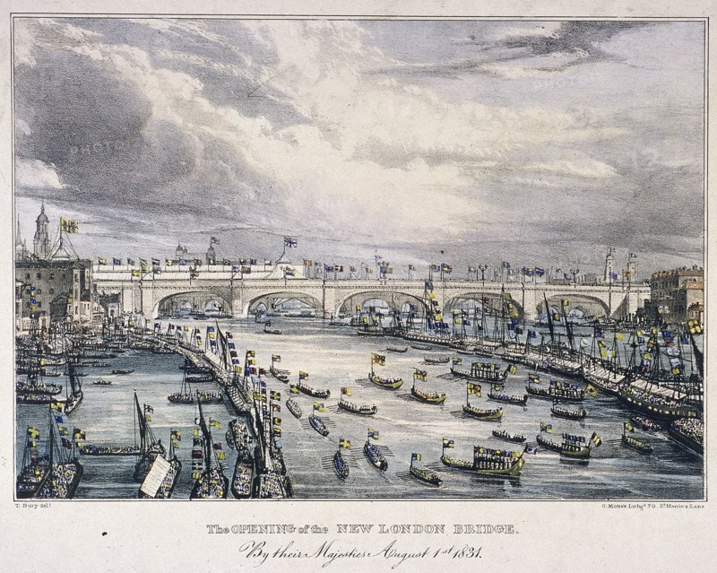 London Bridge (new), London, 1831. Artist: Charles Etienne Pierre Motte