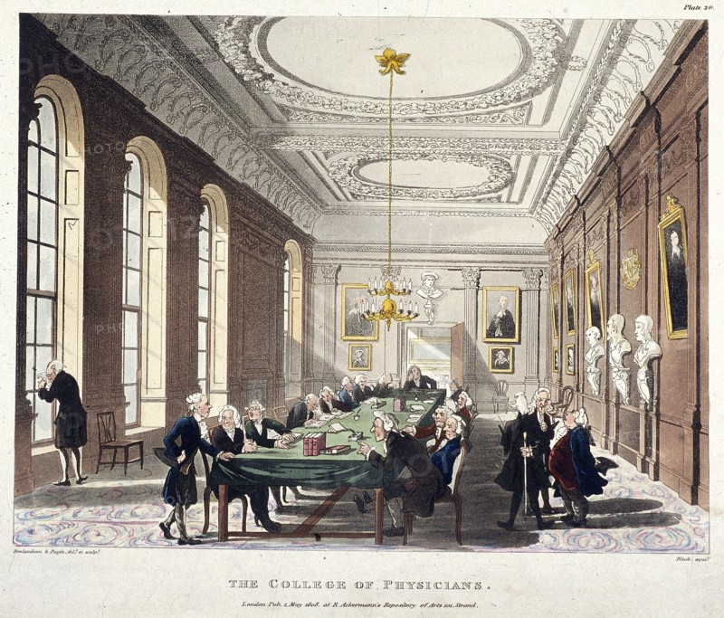 College of Physicians, London, 1808. Artist: Augustus Charles Pugin