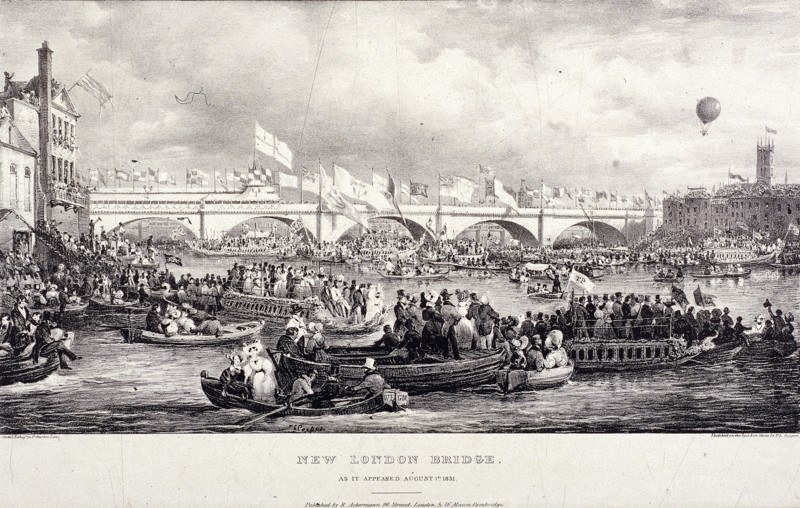 London Bridge (new), London, 1831. Artist: Charles Etienne Pierre Motte