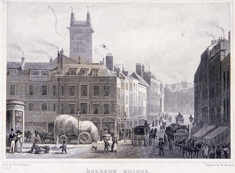 Holborn Bridge, London, c1830. Artist: William Woolnoth
