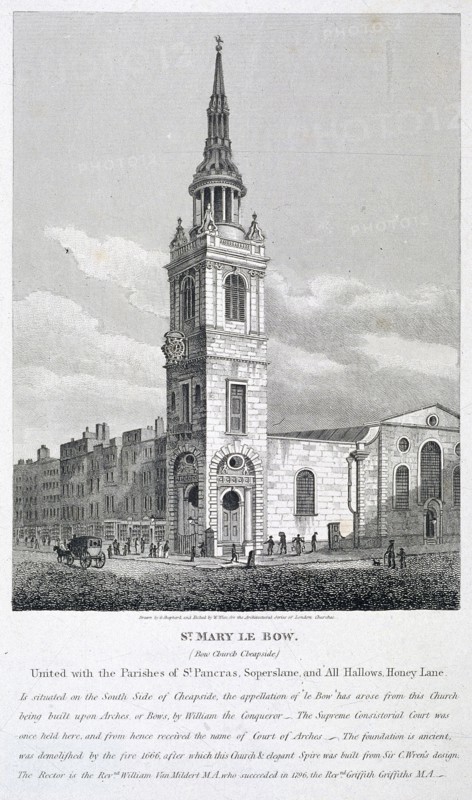 St Mary-le-Bow, London, 1812. Artist: William Wise