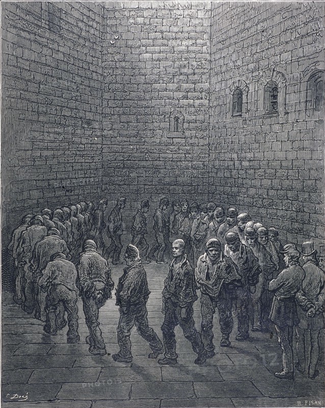 'Newgate-Exercise Yard', 1872. Creator: Héliodore Joseph Pisan.
