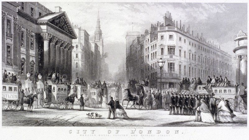 Mansion House (exterior), London, c1855. Artist: Thomas Abiel Prior
