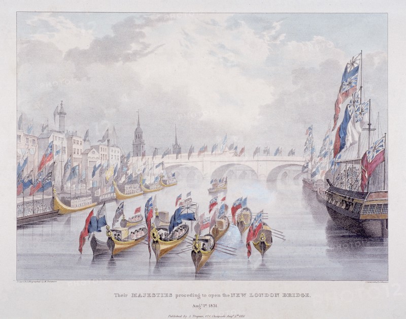 London Bridge (new), London, 1831. Artist: Charles Etienne Pierre Motte