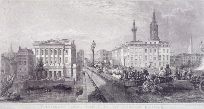 London Bridge (new), London, c1840. Artist: Thomas Higham