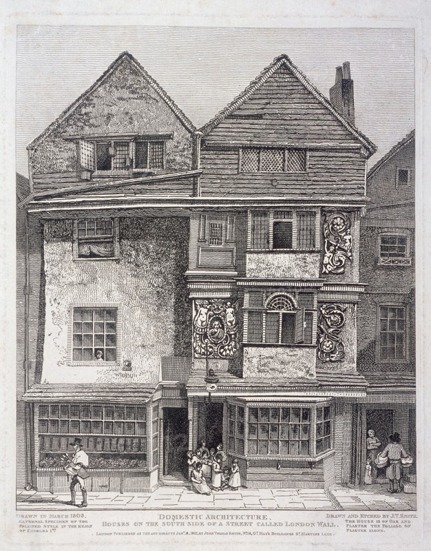 London Wall, London, 1808. Artist: John Thomas Smith
