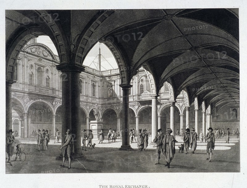 Royal Exchange (2nd) interior, London, 1798. Artist: Anon