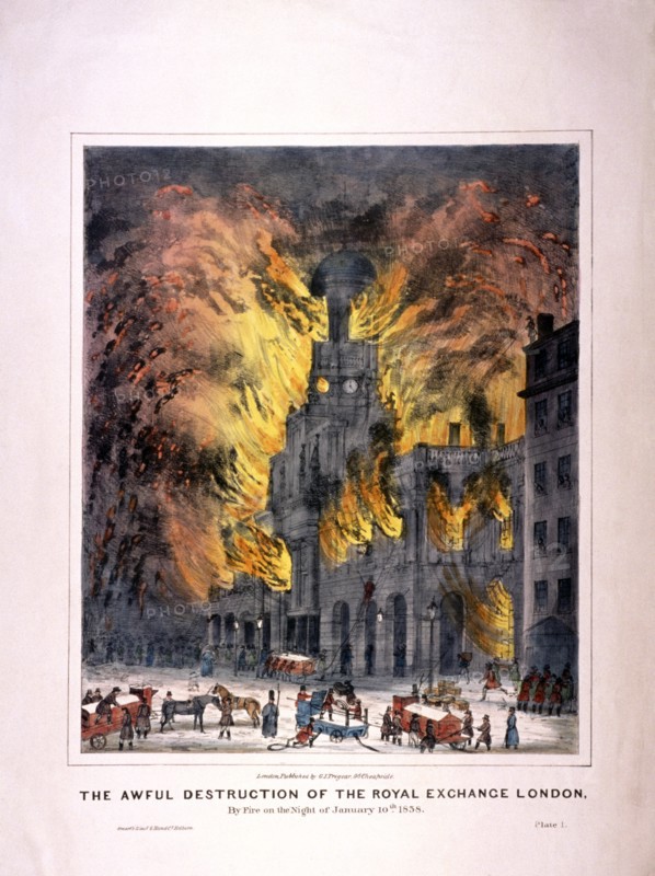 Royal Exchange (2nd) fire, London, 1838. Artist: Anon