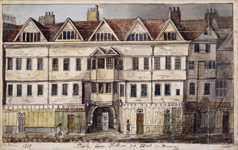 Staple Inn, London, 1810. Artist: Daniel Thorn