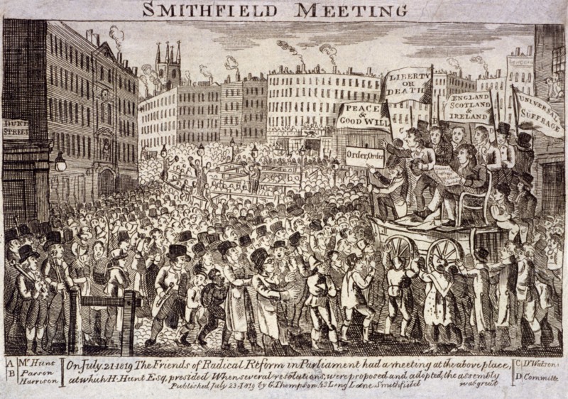 Political meeting at Smithfield, London, 1819. Artist: Anon